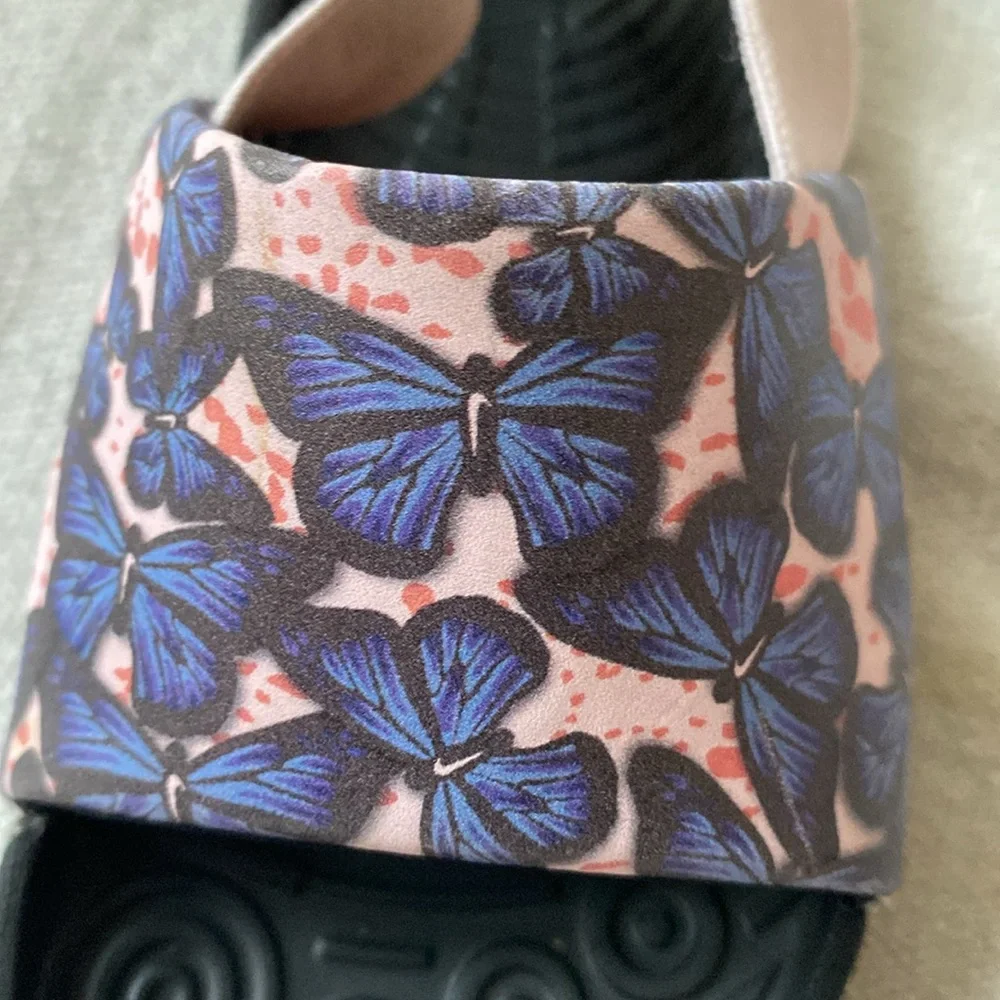 NIKE Kawa Slide Sandals Butterfly Pink Blue Slip On Strap